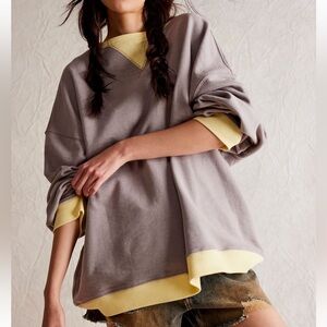 NWOT Free People Classic Crew Colorblock Sweatshirt